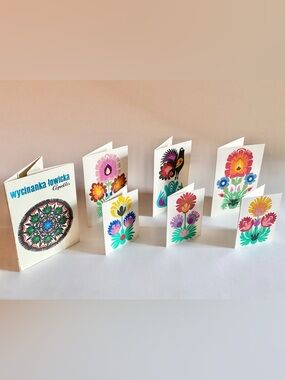NWOT Vintage Cepelia Wycinanka Folk Art Papercut Handcraft Blank Cards Set of 6